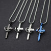 Simple Cross With Circle Pendant Necklaces Stainless Steel Chain Christ Cruz Necklace For Men Boys Cool Neck Jewelry Collier