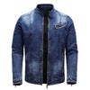 ABOORUN Fleece Denim Jacket Men Streetwear Motorcycle Biker Coats Slim fit Jackets Male Clothes