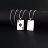 2Piece Set Hip Hop Statement Stainless Steel Poker Card Ace of Spades Necklace For Women Men Pendant Chain Playing Cards Jewelry