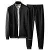 New Black Stripe Mens Sets 2-piece High Quality Stand Collar Casual Sport Male Sweatshirts Fashion Slim Fit Man Pants 3XL