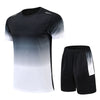 Fitness Clothes Ice Silk Quick Drying T-shirt Suit Men Short Sleeve Running Sportswear Shorts Tracksuit Gym Sports Training Sets