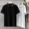 New Fashion Print Polo Shirt Men Korean Fashion Clothing White short Sleeve Casual Fit Slim Man Polo T Shirt Button Collar Tops