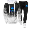 Autumn winter Spring Men's Sports Suit King Printed Tracksuit mens Clothing Hoodie+Sweatpants Fashion 2Pcs Set Jogging