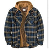 Mens Long Sleeve Winter Hooded Coats Fleece Lined Flannel Plaid Shirts Jacket Button Down Sherpa Jackets with Hood