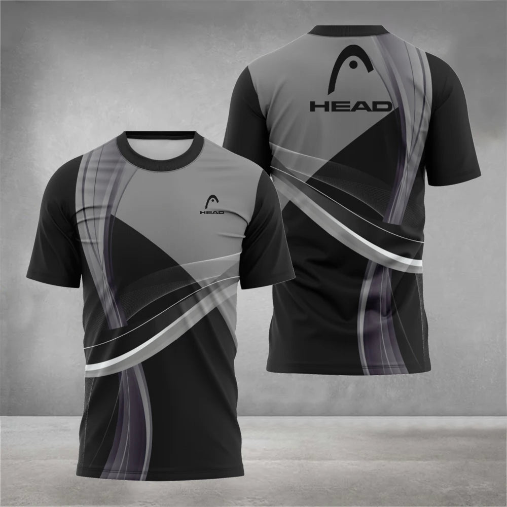 Fashion Badminton Training Clothing 3D Digital Printing Men's T Shirt Outdoor Tennis Sportswear Summer Loose Short Sleeve Tops