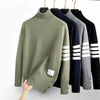 High end brand sweater men high neck autumn/winter New classic four stripe trend hem split Korean casual versatile pullover