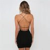 Summer Women Sexy Plain Solid Color Bandage Dress Elegant Backless Sleeveless Bodycon Lady Evening Party Club Mini Black Dress