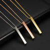 Simple Blank Wishing Bar Pendant Necklace Charm Men Women Waterproof  Dangle Vertical Cuboid Stick Stainless Steel Jewelry Gift