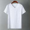 Summer Short Sleeve Men's Ice Silk Trackless T-shirts V-neck Slim Fit Casual Sport T-shirt Man Tees Tops