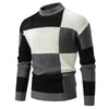 New Autumn and Winter Knitted Sweater Round Neck Warm Color Blocked Pullover Sweater Men