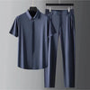 Imitation Ice Silk Short sleeved Shirt Set Gentleman Style Set