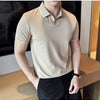 Men Polo Shirt Thin British Style Solid Casual Slim Fit Short Sleeved Top T-shirt Fashion Streetwear Men Clothing