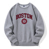 Boston City Us Founded In 1630 Men Hoody Warm Fleece Crew Neck Tracksuit Fashion Classic New Hoodie Sports Street Loose Hoodies