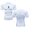 Summer Running T-Shirt Men Short Sleeve Compression Shirt Gym Sports Top White & Black Quick Dry Breathable MMA Fitness Clothing