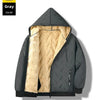 Thickened Fleece-Lined Men's Cotton Coat With Hoodie Warm Plus Size Parka Jacket For Winter Season