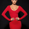 Solid Color Bodycon Dress For Women V-neck Vestidos De Mujer Backless Sexi Night Dress Hot Club Outfits Long Sleeve Streetwear