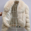 FURHYCFOX Hot sales Fashion New Women's Winter Warm Natural Fur Jackets Lady Luxry Crop Coat Turn-down Collar Fox Fur Coats