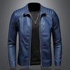 Pu Leather Jacket Men Winter Leahter Jacket Male Stand Collar Casual Windbreaker Trendy Mens Clothing Black Blue