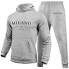 Men's Sports Hoodie Set Luxury Milan Print Sweatshirt Sweatpants Hooded Top Jogger Pants Casual Streetwear Sportswear