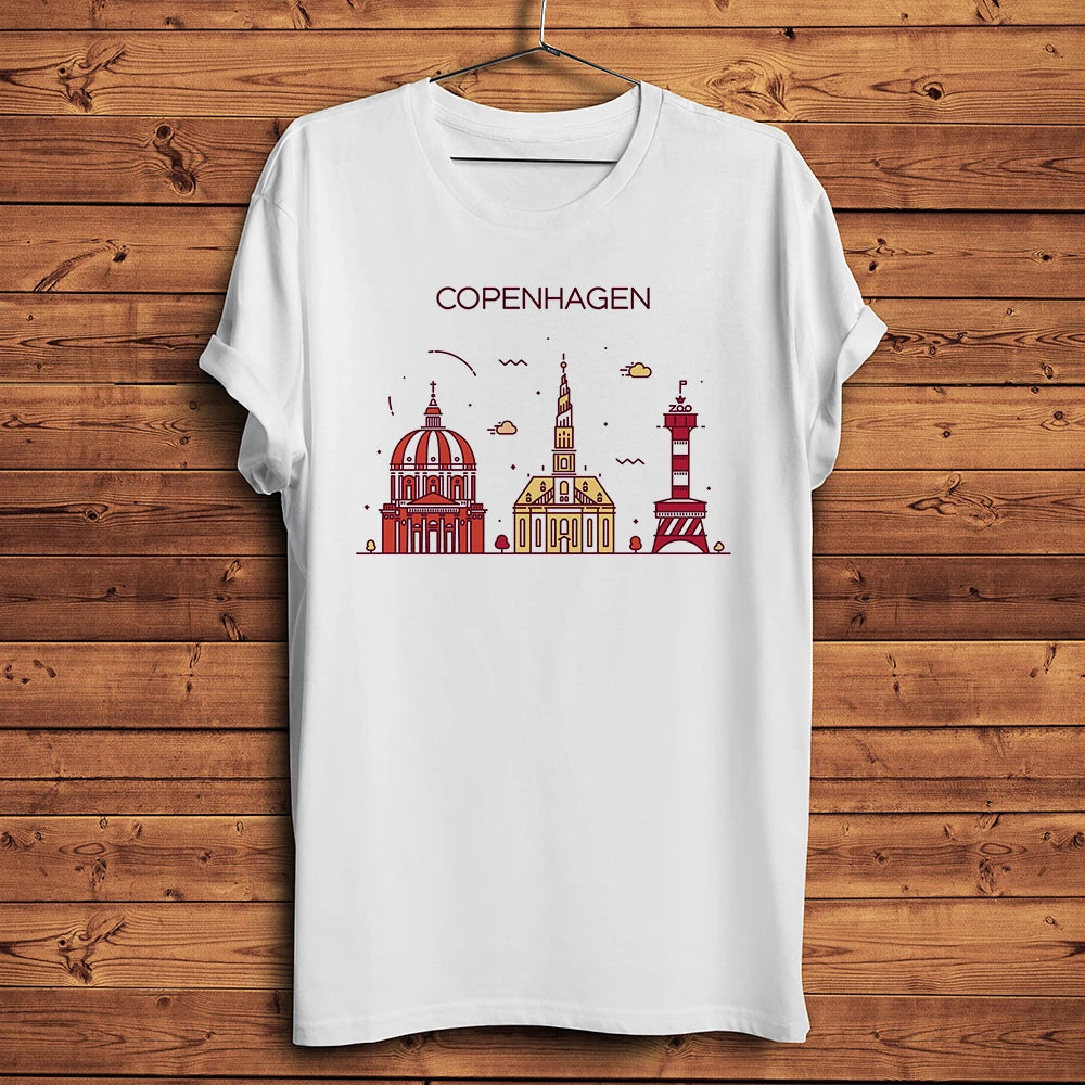 Europe city London Moscow Berlin Paris roma barcelona landmark Funny T Shirt Men Women Casual Tee Homme Unisex Tshirt No-sticker