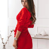 Women's  Autumn Winter V-neck Sexy Mini Dress Tight-fitting Waist Hip Woman Bodycon Bottoming Dress Female Party Dresses