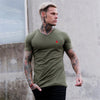 Sumemr Moisture Wicking Short Sleeve Cotton T-Shirt Men's V-Neck Slim Fit Shirt Fitness Bodybuilding Workout Tees Gym Clothing