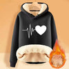 Letter Printed Hooded Sweater And Velvet Thickened Warm Loose Hooded Pullover Hoodie Sweatshirt Women Winter Long Hoodies