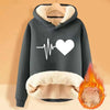 Letter Printed Hooded Sweater And Velvet Thickened Warm Loose Hooded Pullover Hoodie Sweatshirt Women Winter Long Hoodies