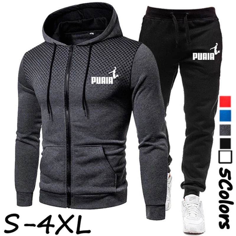 Outdoor Personality Hoodies+Pants Self-Cultivation 2 Set Punk Street Suit for Men Sports and Leisure Zipper Men Track Suit