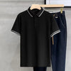 New Fashion Print Polo Shirt Men Korean Fashion Clothing White short Sleeve Casual Fit Slim Man Polo T Shirt Button Collar Tops