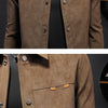 Minglu Faux Leather Khaki Men's Jackets Luxury Spring Autumn Solid Color Turn Down Collar Male Overcoats Motorcycle Man Coats