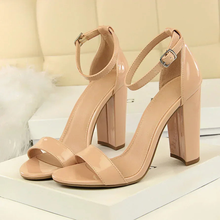 Women Purple Yellow Classic Gladiator Strappy Summer Seaside Sandles Lady 9.5cm Block Square Heels Platform Sandals Prom Shoes