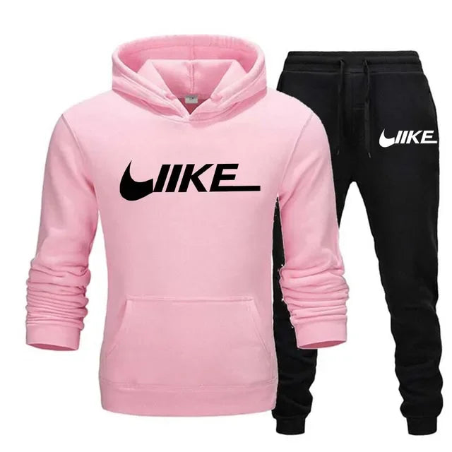 New sport brand 2-piece set sportswear hooded sweatshirt+drawstring pants hoodie running sportswear for men women