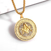 Men\\'s Classic Punk Gold Plated Freemason Round Medal Pendant Necklace Hip hop Style Rock Party Jewelry