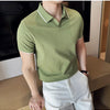 Men Polo Shirt Thin British Style Solid Casual Slim Fit Short Sleeved Top T-shirt Fashion Streetwear Men Clothing