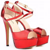 Women Sandals Stilettos Fashion Peep Toe Leather Buckle Platform Sandal Sexy 14cm Extremely High Heels Party Dress Wedding Shoes