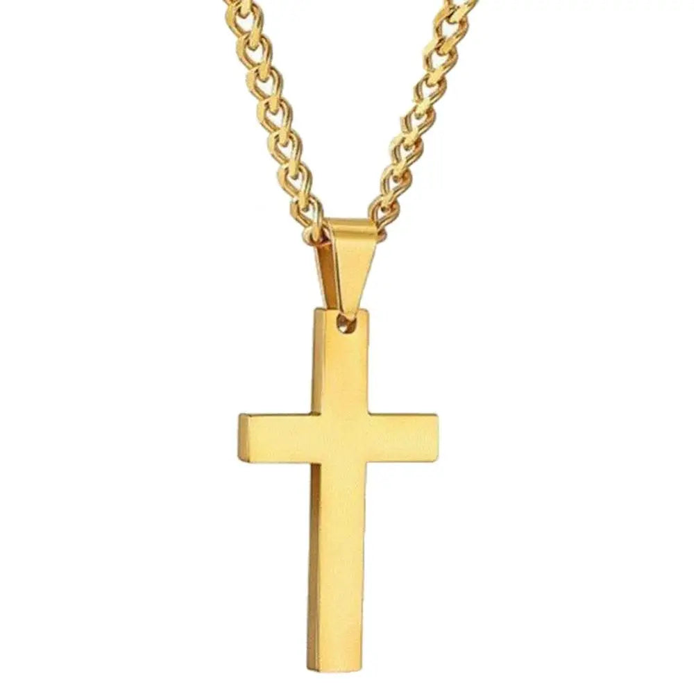 Men Simple Cross Pendant Alloy Necklace Chain Jewelry Christmas Day Gift Simple Cross Stainless Steel Necklace Titanium Steel