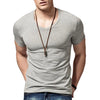 Men Slim Fit T-shirt Stylish Men's V-neck Slim Fit Sport T-shirt Lightweight Elastic Versatile Summer Top for Wear Homewear