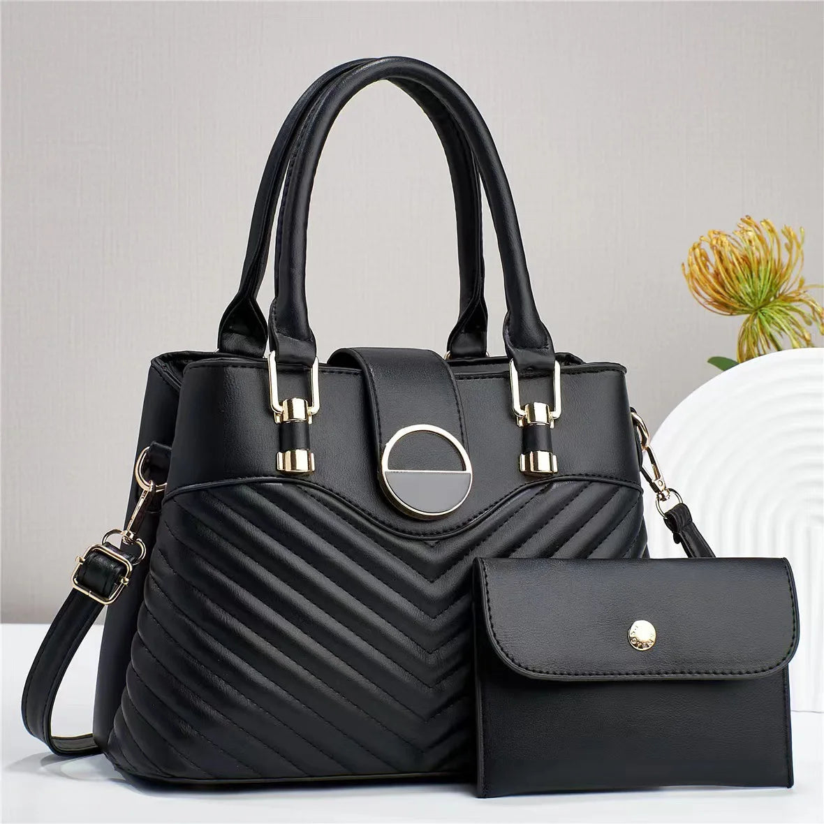 2pcs/set Casual Tote with Handbag Wallet for Women Crossbody Bag Luxury Designer Female Shoulder Bags Leisure Shopping Traveling