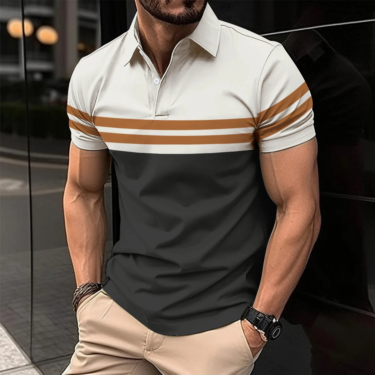 Summer the latest foreign trade men's digital printed short sleeve selling men's POLO shirt short sleeve casual shirt