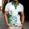 Short-sleeved Polo Shirt Painted Print Casual T-shirt Lapel button fashion Top Top men's Clothing