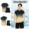 Fitness Clothes Ice Silk Quick Drying T-shirt Suit Men Short Sleeve Running Sportswear Shorts Tracksuit Gym Sports Training Sets