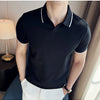 Men Polo Shirt Thin British Style Solid Casual Slim Fit Short Sleeved Top T-shirt Fashion Streetwear Men Clothing