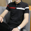 Men's Summer Casual Cotton Polo Shirt Fashion Slim Comfortable Versatile Streetwear Top Lapel Spliced Short Sleeve T-shirt