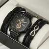 Alloy Quartz Bracelets Casual Leather Strap Cool Black