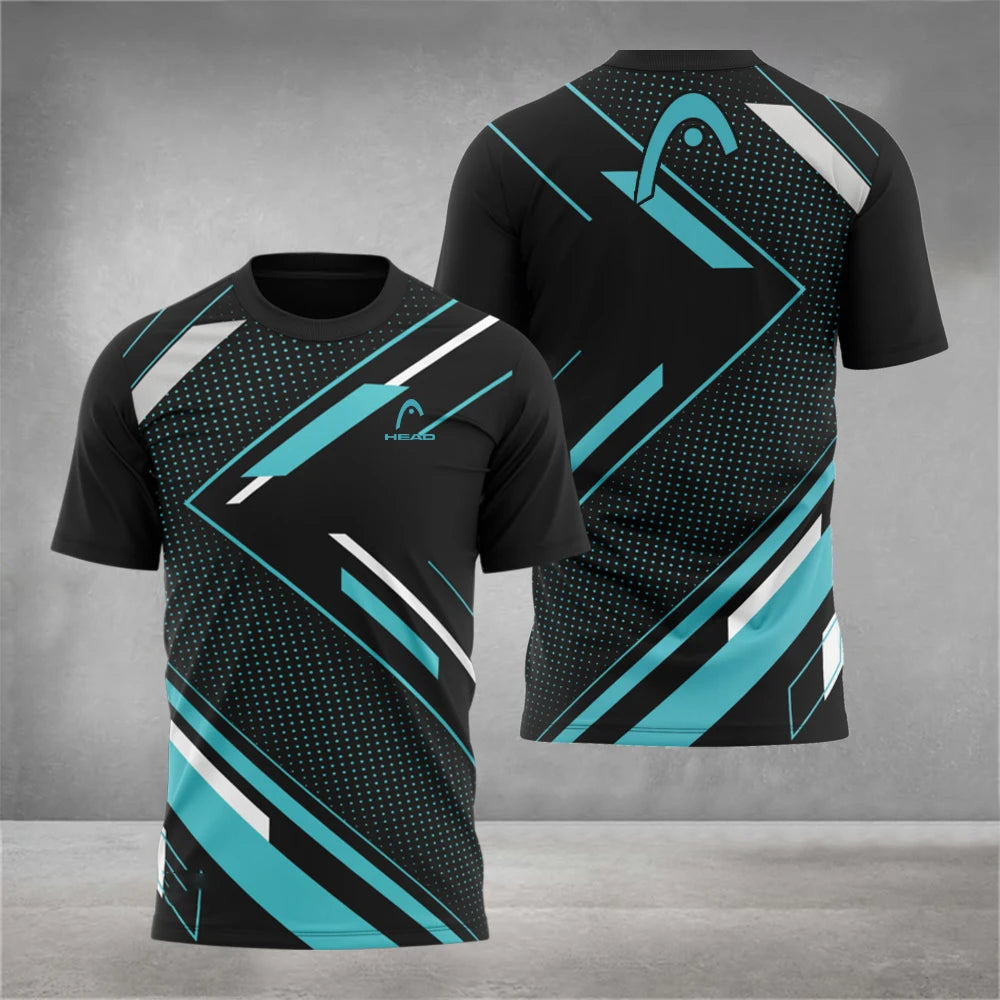 Fashion Badminton Training Clothing 3D Digital Printing Men's T Shirt Outdoor Tennis Sportswear Summer Loose Short Sleeve Tops