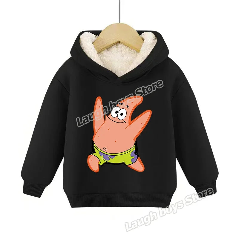 SpongeBob SquarePants Pullover Hoodie Patrick Star Hooded Sweatshirt Heavyweight Fleece Casual Long Sleeve Shirts Birthday Gift