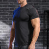 Men's Fitness Ice Silk Sports Tight Tops Running Training Dry Fit Short Sleeve with Half Zip Bodybuilding Tee Muscle Fit T-shirt