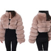 Maomaokong Real Fur Jacket  Women Winter Short Natural real Fox Fur Lady Zipper Fur Coat Female Warm Jacket  with Collar