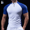 Men Compression Running Zipper Polo T Shirt Fitness Tight Sport Tshirt Training Jogging Shirts Gym Elastic Quick Dry Rashgard